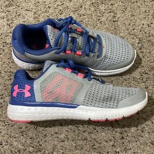Athletic shoes grey, blue and pink